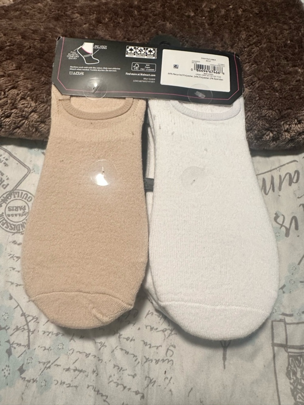 No Boundaries Women's No-Show Sock 10-Pack - Beige and White